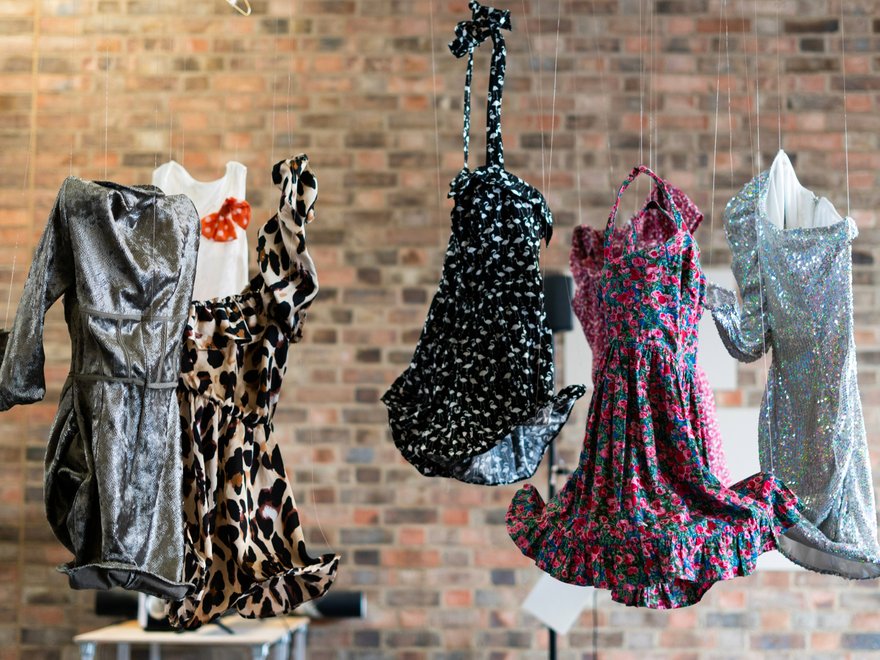 hanging clothes art installation