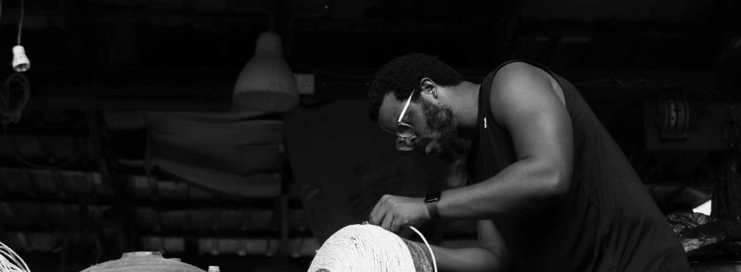 Myles Igwebuike (MA Design Products) in the studio