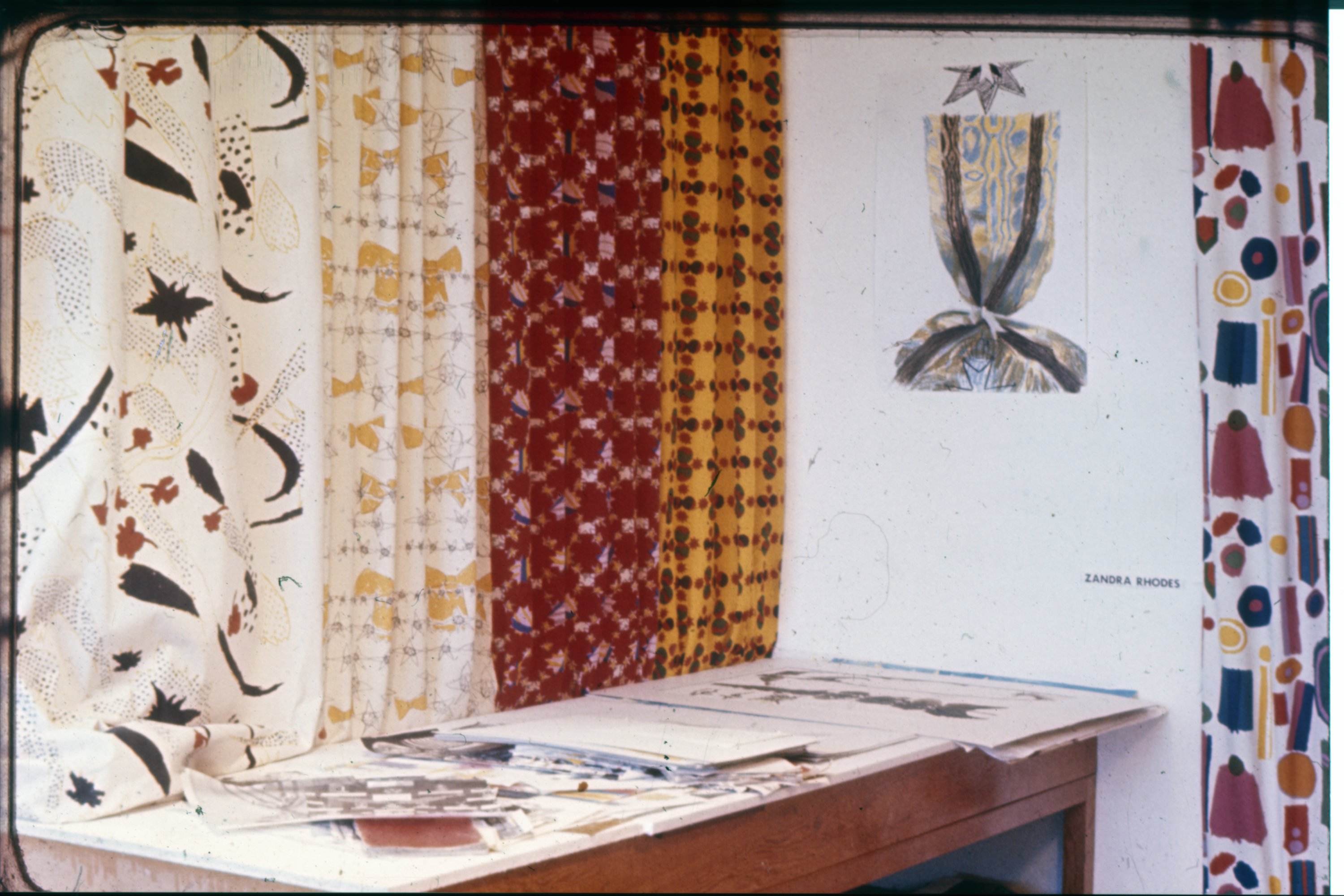 Zandra Rhodes’ prints in the 1964 College graduate show