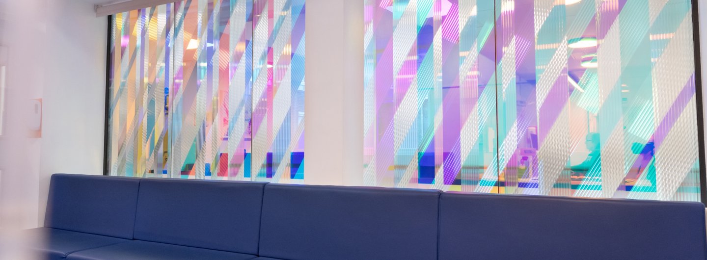 Light-filled art installation designed by Chris Wood and informed by Healthcare & Design MRes students, in Imperial Breast Unit