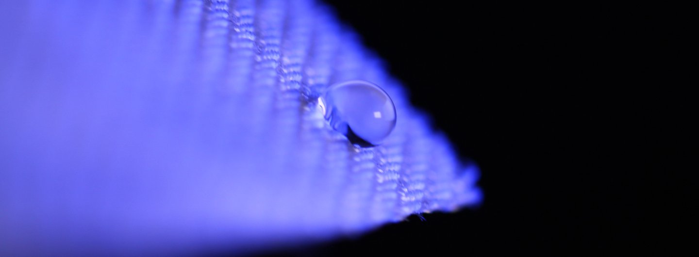 A water droplet on AMPHITEX, AMPHIBIO LTD